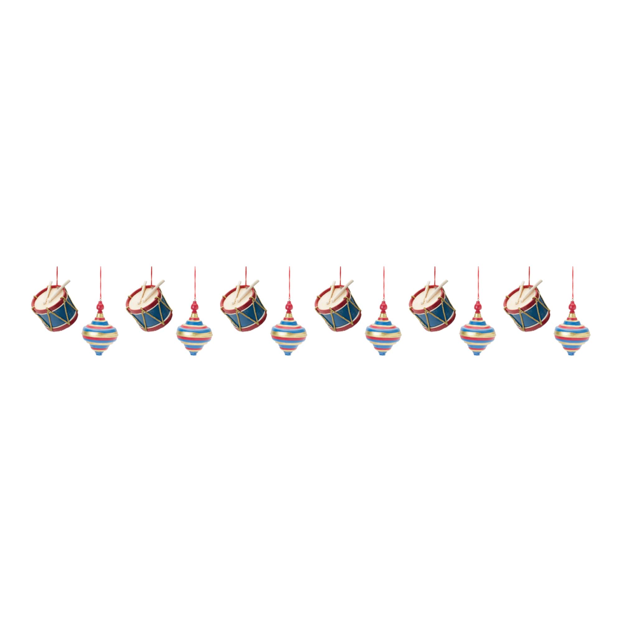 Toy Drum & Top Spinner Ornament Set